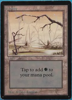 Swamp (B Two Branches) Beta HEAVILY PLD Basic Land CARD (516761) ABUGames - Image 1
