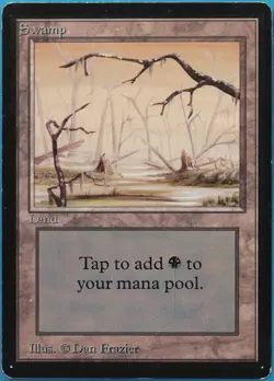 Swamp (B Two Branches) Beta HEAVILY PLD Basic Land CARD (516762) ABUGames - Image 1
