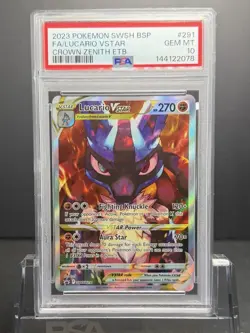 PSA 10 GEM MINT Lucario VSTAR Promo SWSH291 Crown Zenith ETB Pokemon TCG Card - Image 1