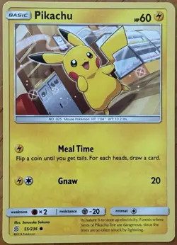 2019 POKEMON TCG UNIFIED MINDS PIKACHU CARD 55/236 - Image 1