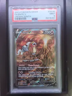 Pokemon TCG Crown Zenith Entei V Full Art GG36 PSA 9 Mint Graded Card - Image 1