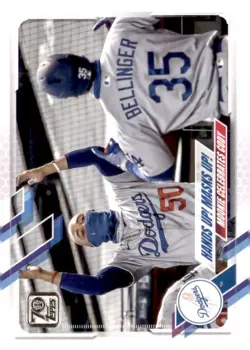 2021 Topps Series One Hands Up! Masks Up! LA Dodgers Combo #303 2 Card Lot - Image 1