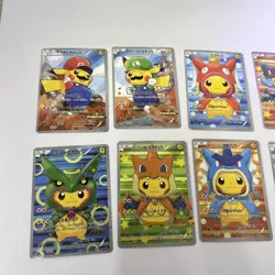 POKEMON PIKACHU PONCHO CHARIZARD MARIO LUIGI RAYQUAZA COMPLETE SET 8 Card - Image 2