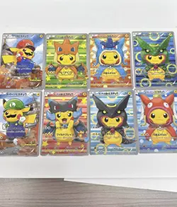 POKEMON PIKACHU PONCHO CHARIZARD MARIO LUIGI RAYQUAZA COMPLETE SET 8 Card - Image 3