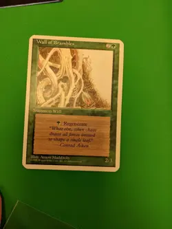 Miscut Wall of Brambles LP 4th Ed MTG Magic Error Misprint Alpha Cut Corners! - Image 1