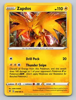 Zapdos 048/185 Holo Rare Vivid Voltage Pokemon Holo Near Mint - Image 1