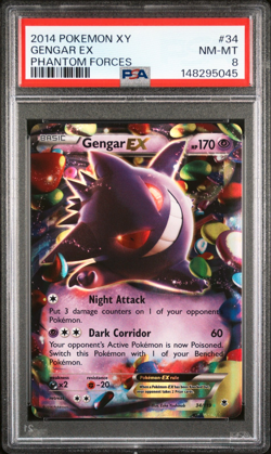 2014 POKEMON XY GENGAR EX PHANTOM FORCES #34 PSA 8 - Image 1