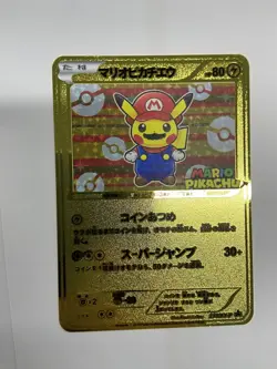 MARIO PIKACHU Gold Metal Pokemon Card-Collectible Gift Display！NICE！ - Image 1