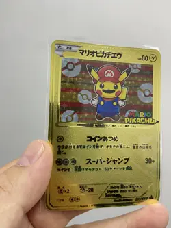 MARIO PIKACHU Gold Metal Pokemon Card-Collectible Gift Display！NICE！ - Image 2