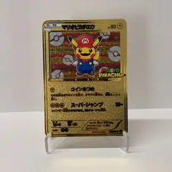 MARIO PIKACHU Gold Metal Pokemon Card-Collectible Gift Display！NICE！ - Image 3