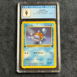 Pokemon Squirtle 68/82 1st Ed. CGC 9 Mint Blue Label TCG 2000 Team Rocket WotC - Image 1