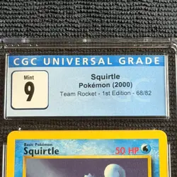 Pokemon Squirtle 68/82 1st Ed. CGC 9 Mint Blue Label TCG 2000 Team Rocket WotC - Image 3