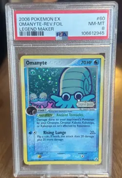 2006 Pokemon Omanyte 60/92 EX Legend Maker Reverse Holo PSA 8 - Image 1