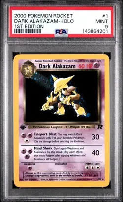 POKEMON DARK ALAKAZAM 2000 ROCKET 1ST EDITION #1 HOLO PSA 9 - Image 1