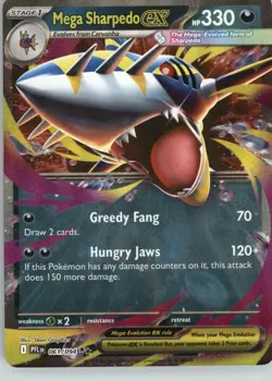 Mega Sharpedo ex 061/094 Double Rare Phantasmal Flames Pokemon Near Mint - Image 1