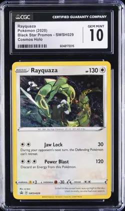 2020 POKEMON BLACK STAR PROMOS - COSMOS HOLO #SWSH029 RAYQUAZA CGC 10 GEM MINT - Image 1