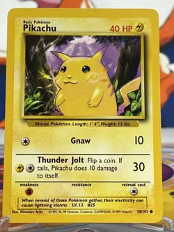 Pokemon TCG Pikachu Base Set 58/102 Regular Unlimited Common LP - Image 1