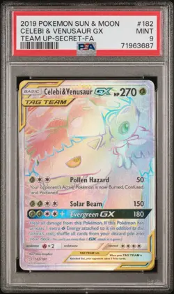 Pokemon Celebi & Venusaur GX (Secret) 182/181 Sm-Team Up Holo PSA 9 - Image 1