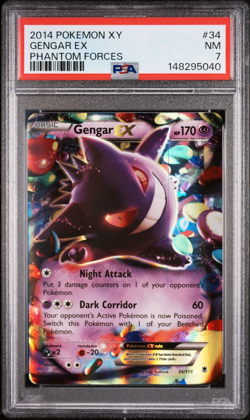 2014 POKEMON XY GENGAR EX PHANTOM FORCES #34 PSA 7 - Image 1