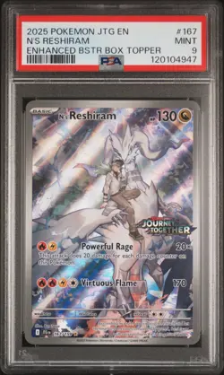 2025 POKEMON JTG EN-JOURNEY TOGETHER #167 N'S RESHIRAM PSA 9 - Image 1