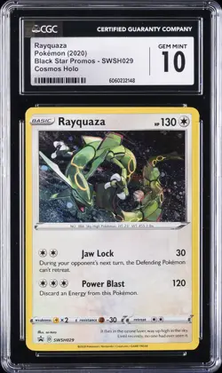 2020 POKEMON BLACK STAR PROMOS - COSMOS HOLO #SWSH029 RAYQUAZA CGC 10 GEM MINT - Image 1