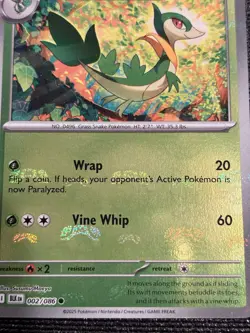 Servine (Master Ball Pattern) 002/086 Holo Common Black Bolt Pokemon NM/M - Image 2