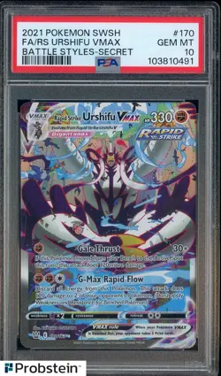 2021 POKEMON SWORD & SHIELD BATTLE STYLES #170 FA/RS URSHIFU VMAX PSA 10 - Image 1