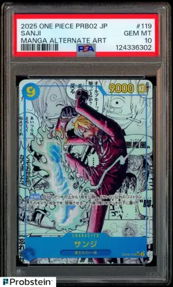 2025 One Piece PRB02 Japanese Manga Alternate Art #119 Sanji PSA 10 GEM MINT - Image 1