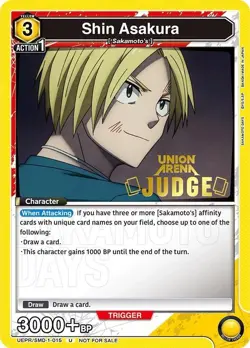 Shin Asakura Judge Foil - UEPR/SMD-1-015 NM - Union Arena - Image 1