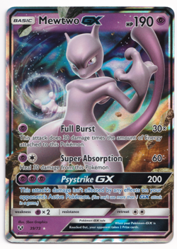 Pokemon TCG Mewtwo GX 39/73 Shining Legends Holo English Rare Card 2017 - Image 1