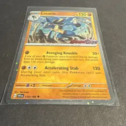 LUCARIO 114/198 Scarlet & Violet Stamped Cosmos Holo Pokemon TCG card LP - Image 2