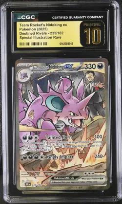 CGC Pristine 10 Team Rocket's Nidoking Ex 233/182 Destined Rivals Pokemon Card - Image 1