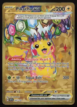 Pikachu ex 247/191 Hyper Rare Gold Surging Sparks Pokemon English NM - Image 1