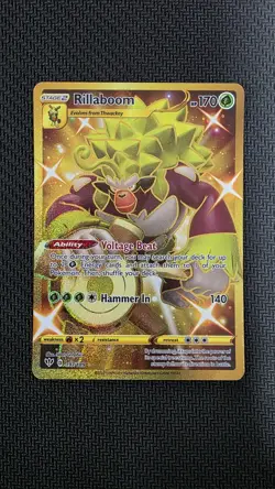 Pokemon Rillaboom 197/189 SWSH03 Darkness Ablaze Secret Rare Gold - Image 1