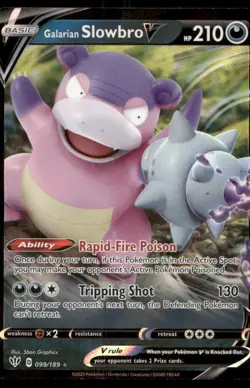 Galarian Slowbro V 099/189 Holo V Rare Darkness Ablaze Pokemon Near Mint - Image 1