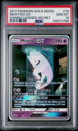 POKEMON MEWTWO GX 2017 SUN & MOON SHINING LEGENDS SECRET #78 PSA 10 - Image 1