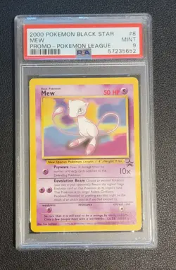 2000 POKEMON PROMO BLACK STAR POKEMON LEAGUE #8 MEW PSA 9 - Image 1
