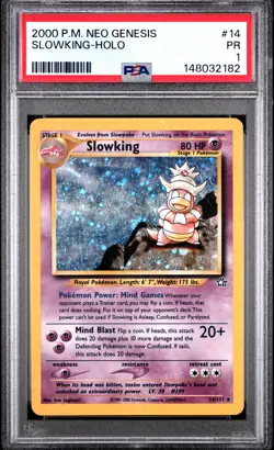 2000 POKEMON NEO GENESIS #14 SLOWKING-HOLO PSA 1 - Image 1