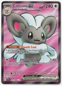 Cinccino ex 105/086 Ultra Rare Pokemon ME04: Chaos Rising NM - Image 1