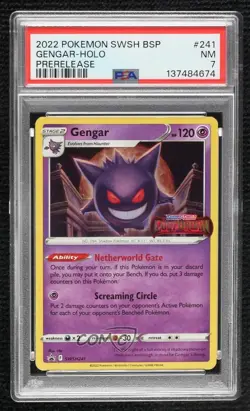 Gengar (Prerelease) Pokemon Sword & Shield Black Star Promo PSA 7 - Image 1