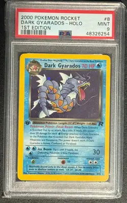 2000 Pokemon Team Rocket Dark Gyarados Holo 1st Ed PSA 9 - Image 1