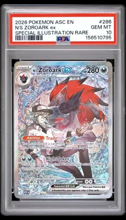2026 POKEMON ASCENDED HEROES SPECIAL ILLUSTRATION RARE N'S ZOROARK EX PSA 10 - Image 1