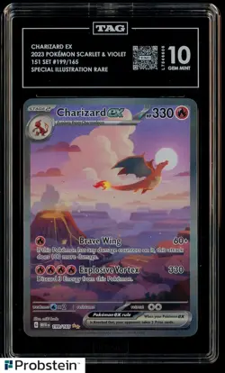 2023 Pokemon 151 MEW EN 199/165 Charizard ex Special Illustration Rare TAG 10 - Image 1