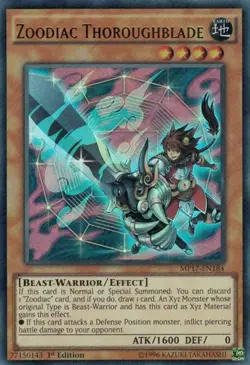 Zoodiac Thoroughblade Yu-Gi-Oh! MP17-EN184 1st Ultra Rare - Image 1