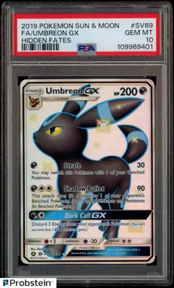 2019 Pokemon Sun & Moon Hidden Fates #SV69 FA Umbreon Gx PSA 10 GEM MINT - Image 1