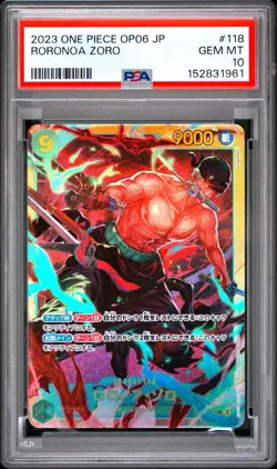 2023 ONE PIECE JAPANESE OP06-WINGS OF THE CAPTAIN #118 RORONOA ZORO PSA 10 - Image 1