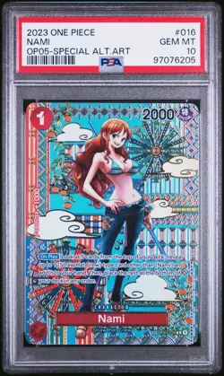 One Piece OP01-016 Nami OP05 Special SP Alternate Alt Art Parallel ENG PSA 10 - Image 1