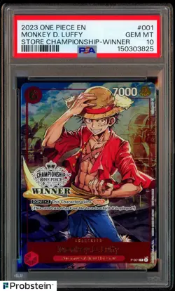 2023 One Piece EN Store Championship Winner #001 Monkey D. Luffy PSA 10 GEM MINT - Image 1
