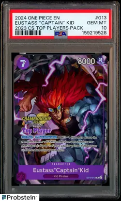 2024 ONE PIECE EN ST10-013 CHAMPIONSHIP CS TOP PLAYER EUSTASS KID PSA 10 - Image 1