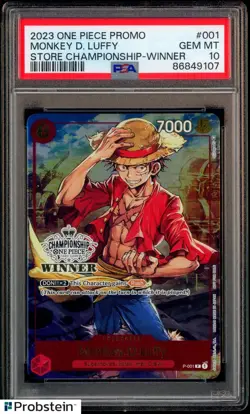 2023 One Piece EN Store Championship Winner #001 Monkey D. Luffy PSA 10 GEM MINT - Image 1